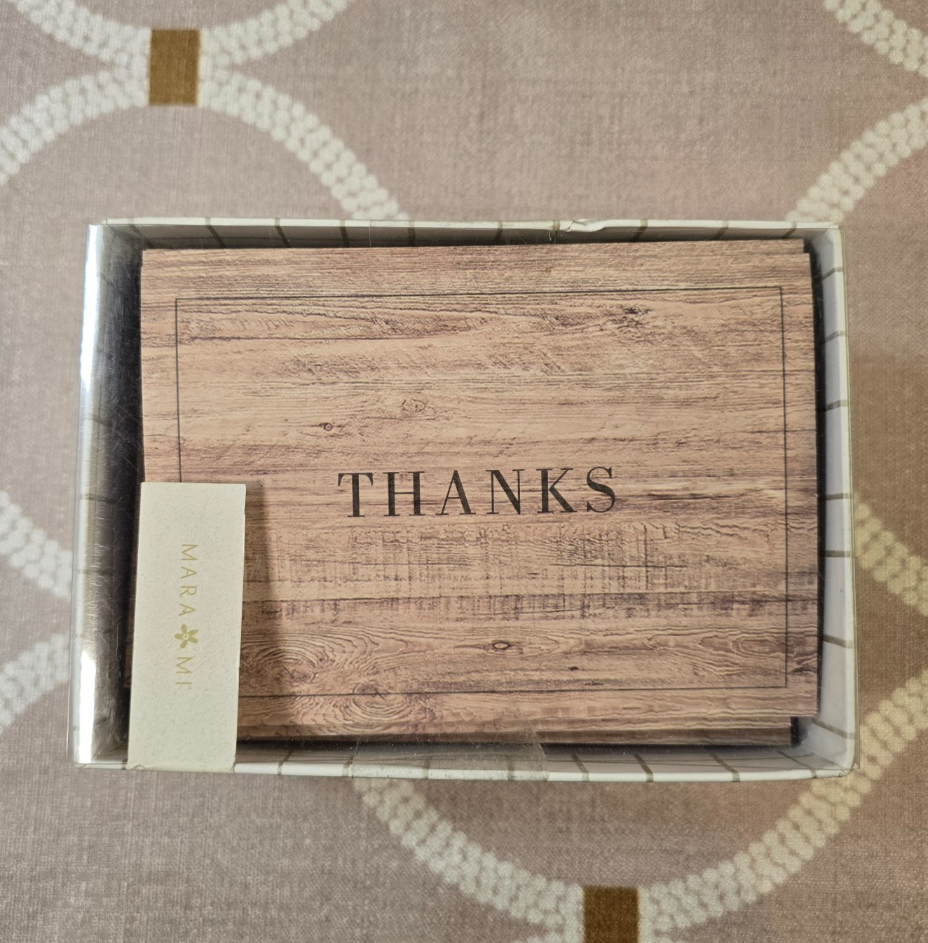 Wood Woodgrain Neutral Tone Blank Thank You Cards 50 Count by Mara-Mi ~ New