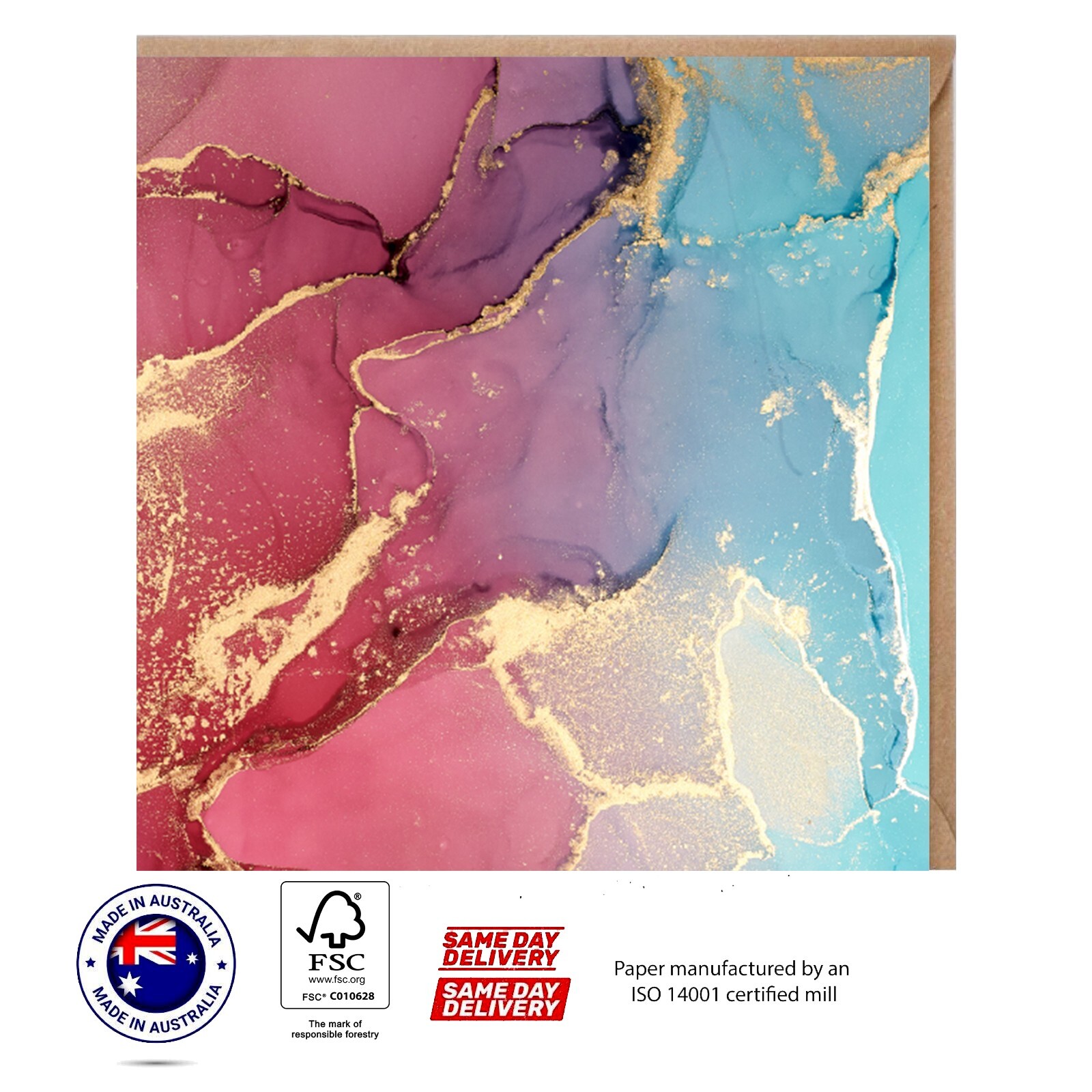 Red Gold & Blue Abstract Greeting Card – Australian Designs The Abstract set