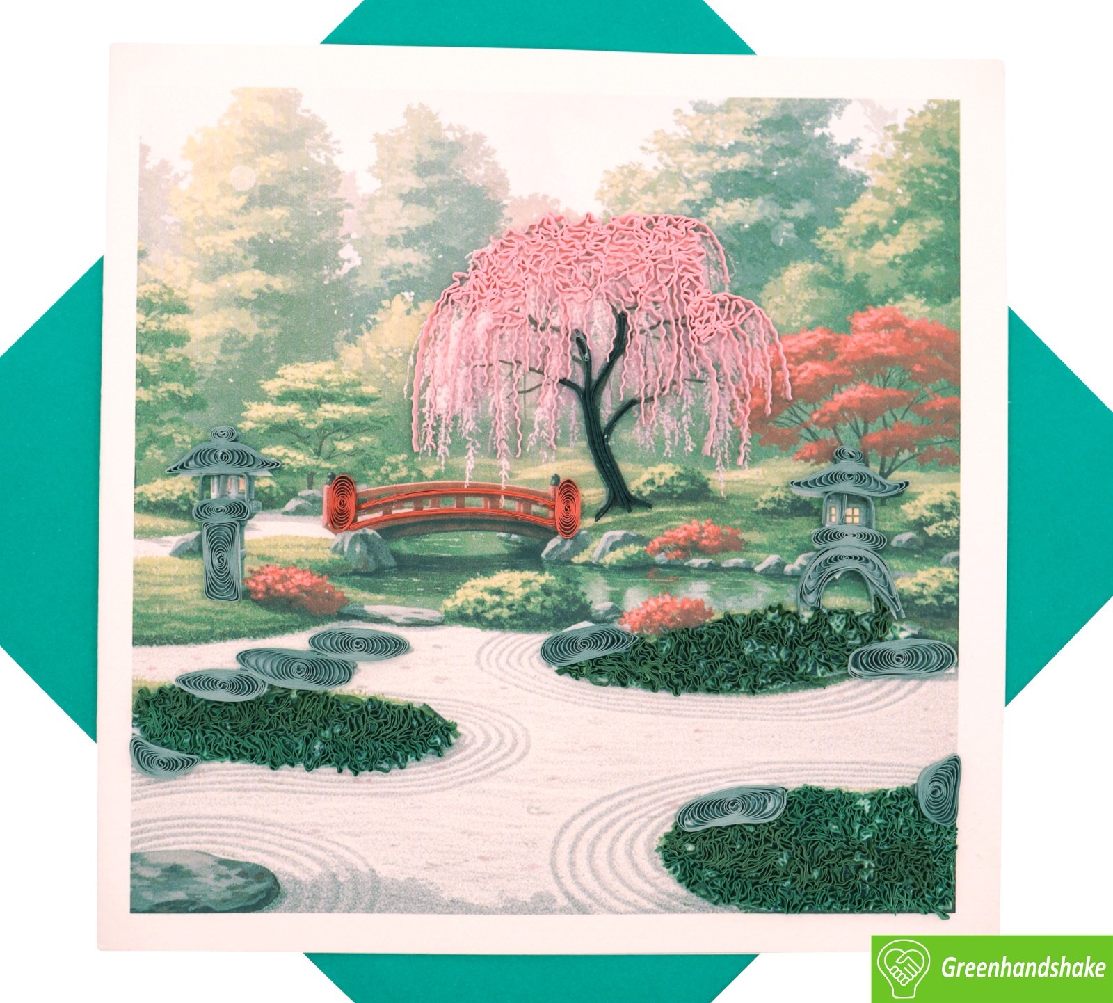 Whispers of Japan Quilling Greeting Card – Unique Dedicated Handmade Art