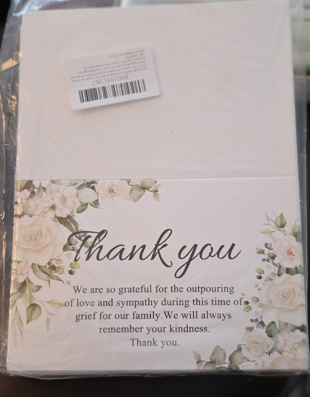 Funeral Thank You Cards with Envelopes Message Inside 4×6 Inches 48 Pack, Sympat