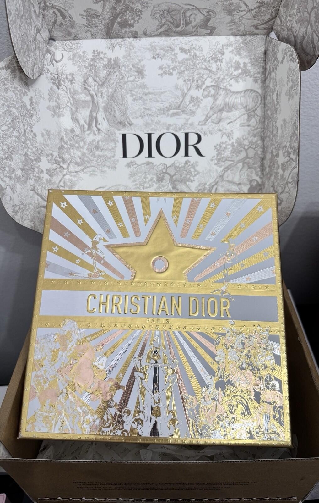 Christian Dior 2025 Limited Edition Metallic Embossed Lid Gift Box 9x9x4.75