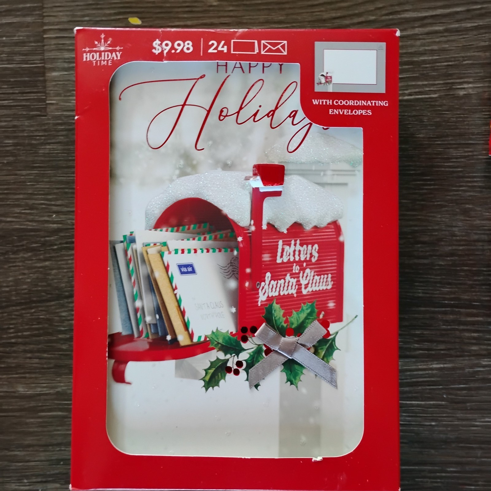 Happy Holidays Christmas Cards and Envelopes Multicolor 24 Count by Holiday Time