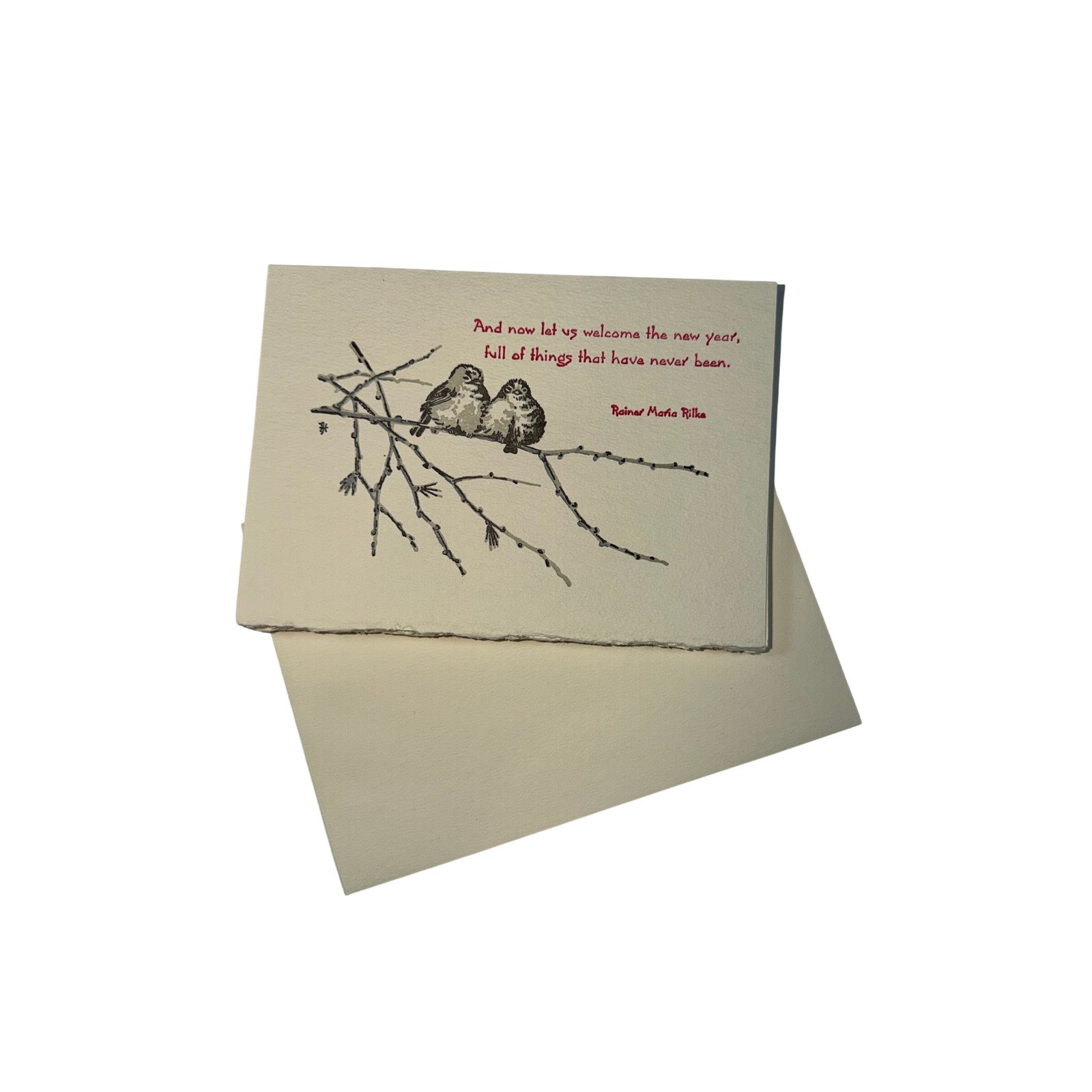New Unbranded New Year’s Greeting Cards Ivory New Set of 20 Birds Nature Poetry