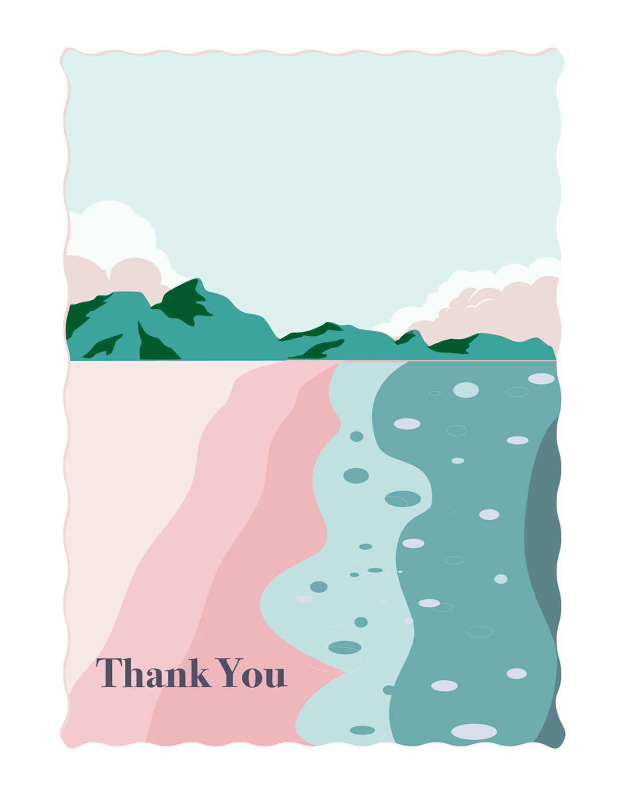 Waves Beach Blank Thank You Note Cards, 10 cards w/Envelopes – 4.25″ x 5.5″