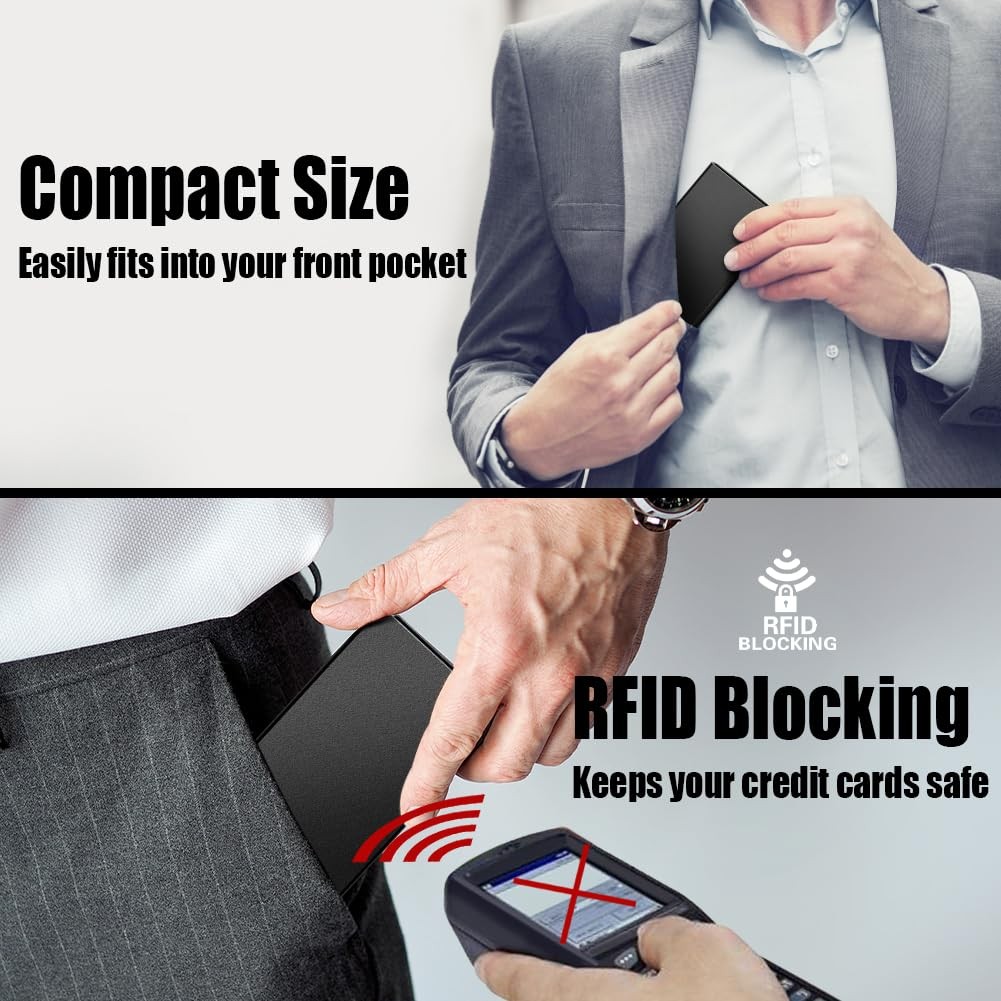 Slim Minimalist Wallet, Front Pocket Wallets, RFID Blocking, Credit for Men-B…
