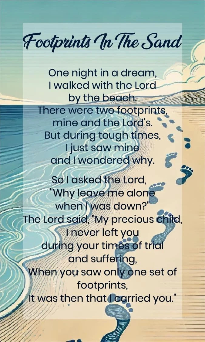 Footprints In The Sand – Inspirational Poem Cards To Keep, Book, Journal – De…