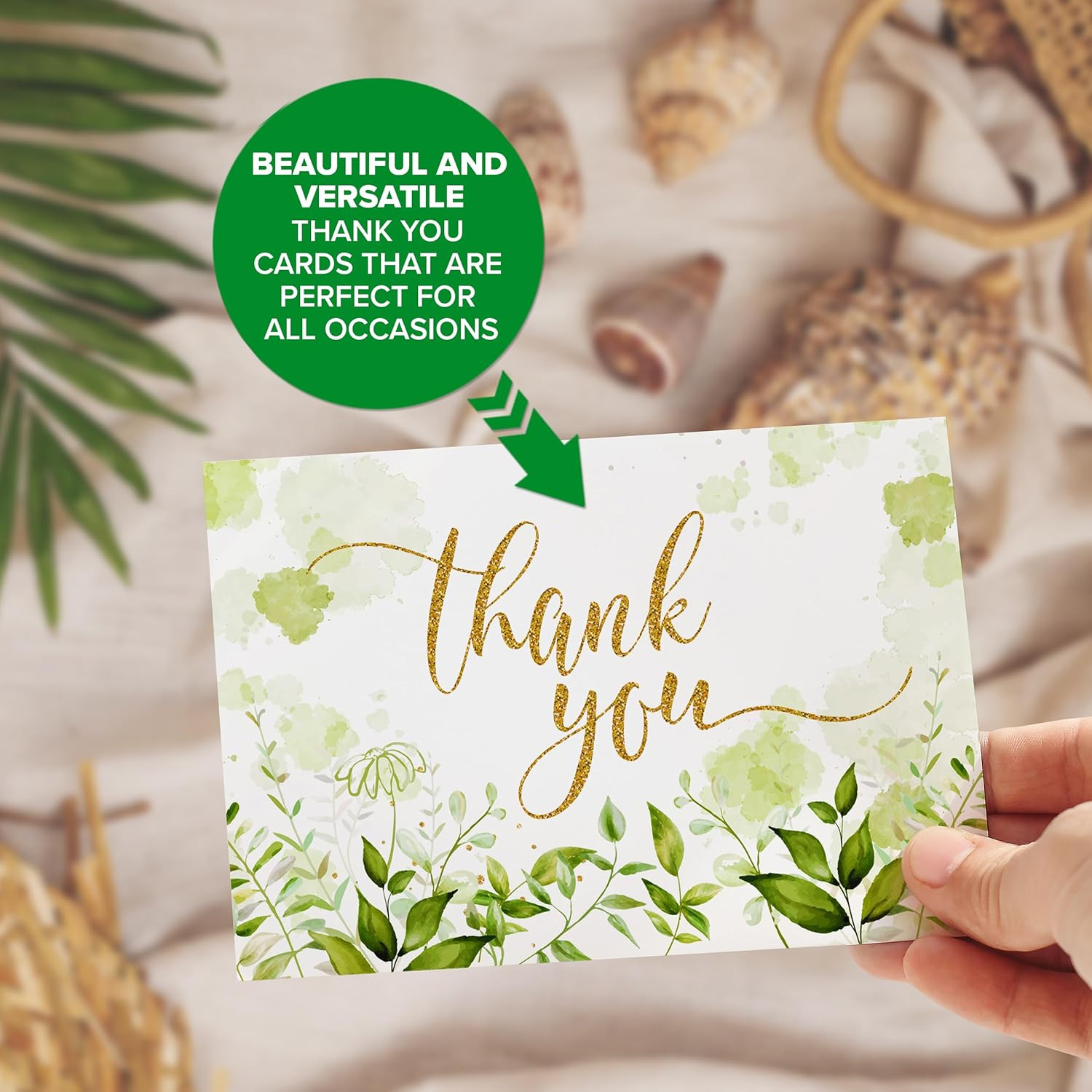 Decorably 24 Pack Glittery 6x4in Assorted Thank You Cards with Glitter