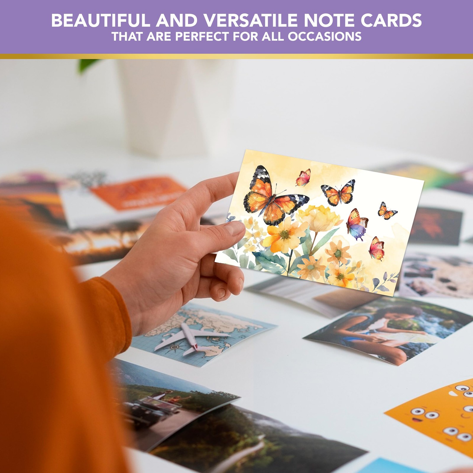 Decorably 24 Pack 6x4in Glittery Butterfly Cards with 6×4 inches, multicolor