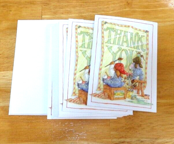 Thank You Cards Bunny Rabbits Painting Set 16 Blank Inside Crown Point Graphics