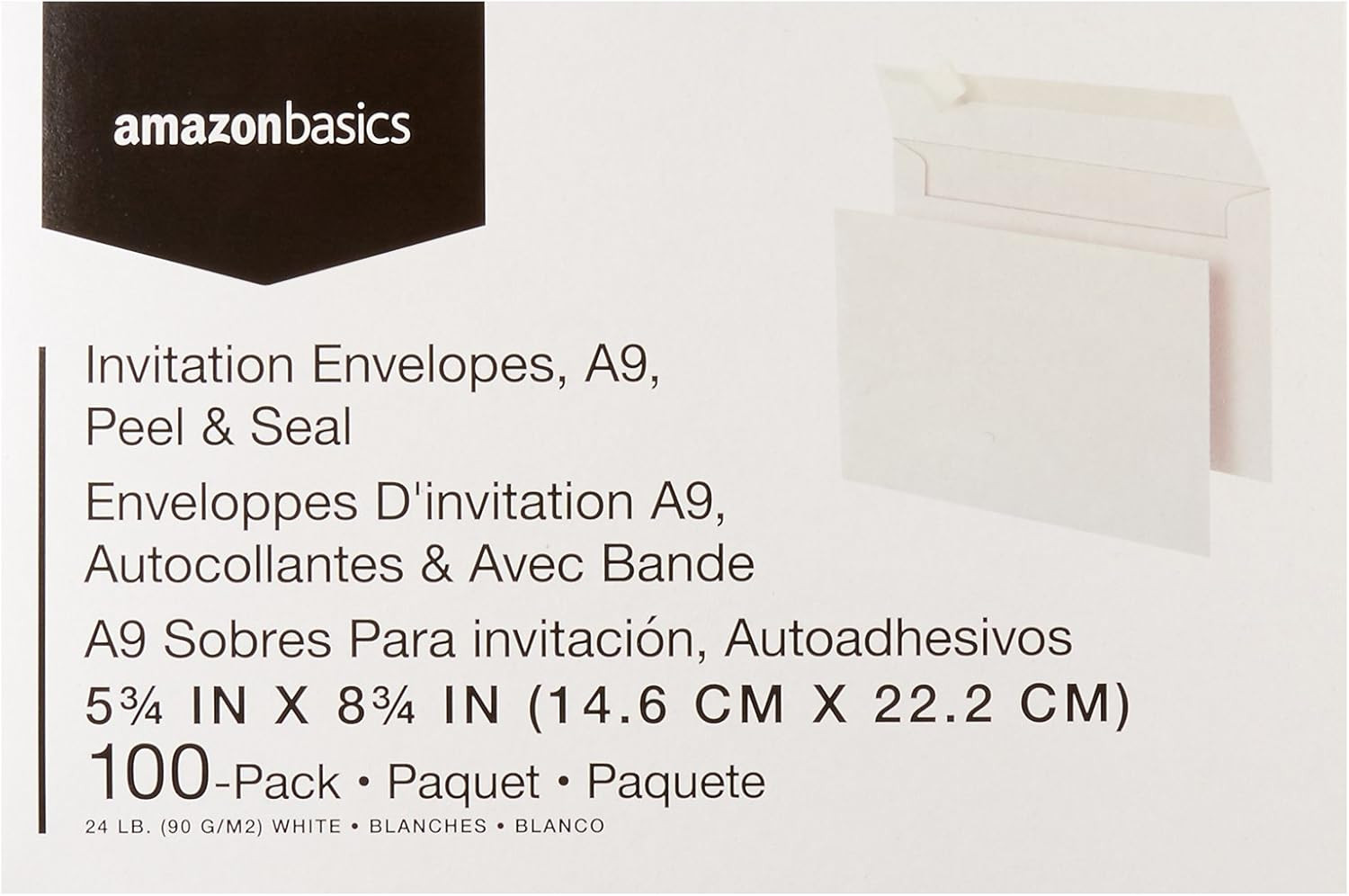 Amazon Basics A9 Blank Invitation Mailing Envelopes, Peel & Seal, No Licking, 5-