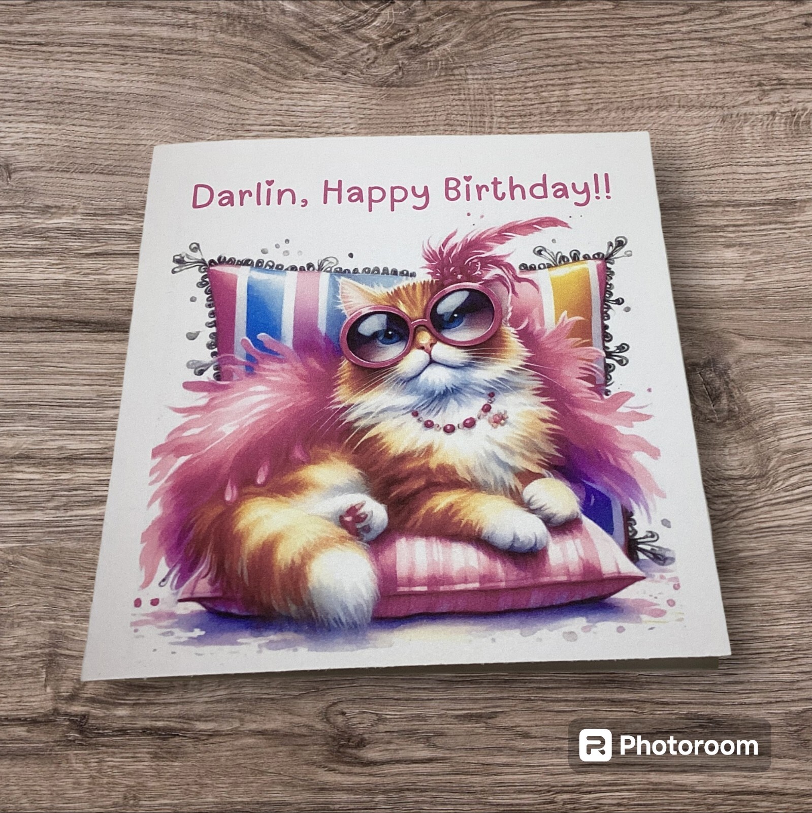 5×5 Inches Happy Birthday Greeting Card Cat Funny