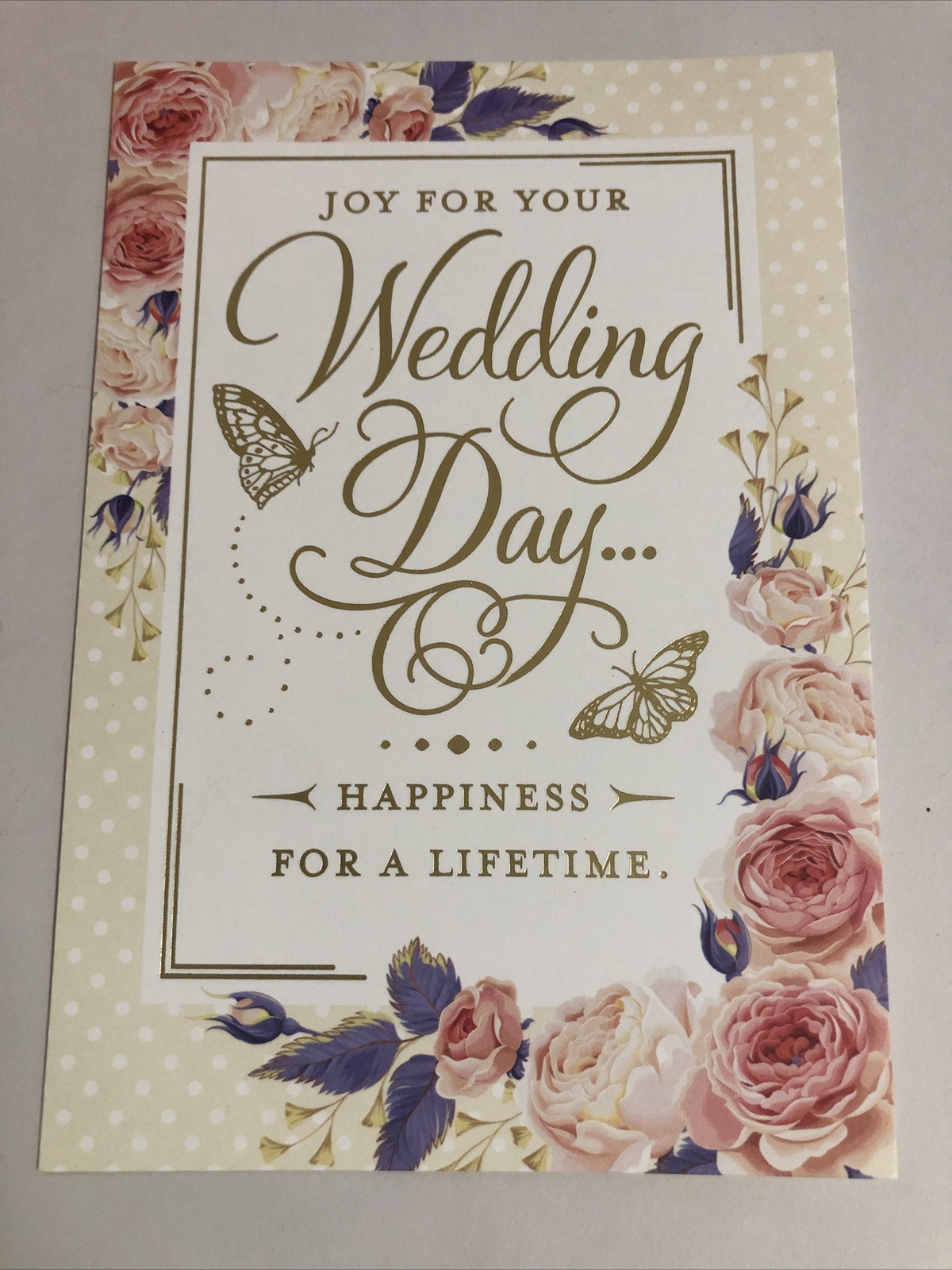 Joy For Your Wedding Day Happiness For A Lifetime 5.5”x8” Hallmark Greeting Card