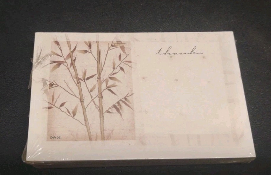 50 Vintage Floral Enclosure Cards, “Thanks” with Wild Bamboo Forest