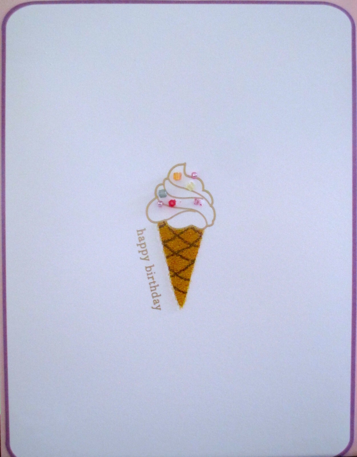 Papyrus 3D Beaded Ice Cream Cone Blank Birthday Greeting Card