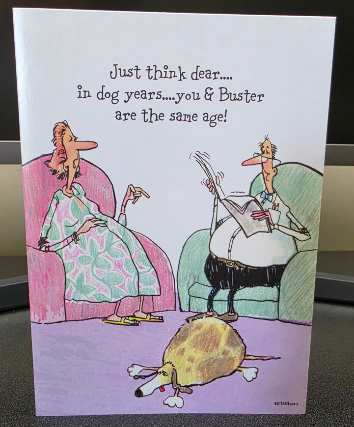 Birthday Card w Envelope Adult Humor Funny Bday Dog Years Old Husband Wife