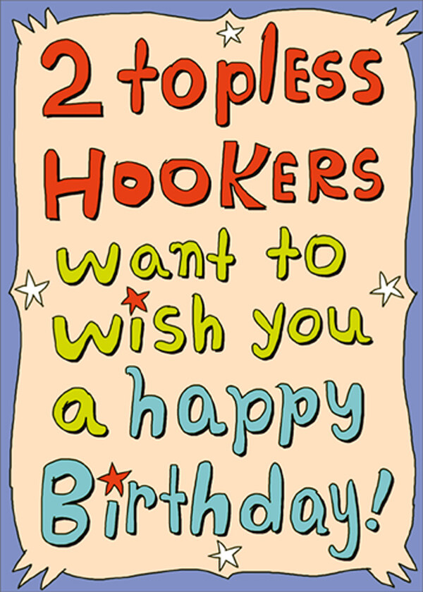 Two Topless Hookers Funny Masculine Fishing Birthday Card for Him Man Men