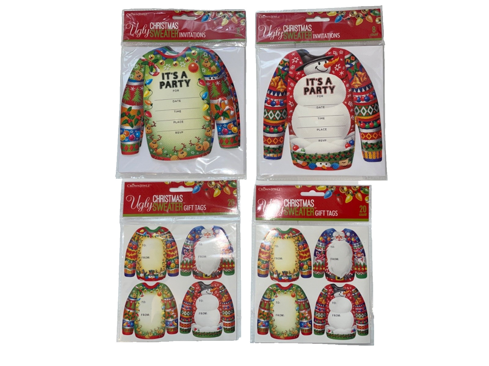 CROWN JEWLZ NEW UGLY CHRISTMAS SWEATER INVITATIONS & GIFT TAGS 2015