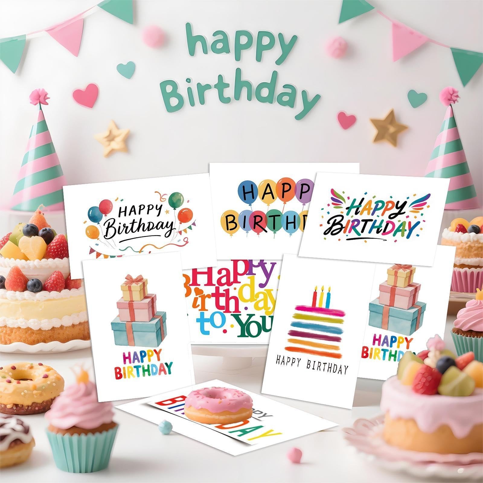 Birthday Cards Bulk Pack – 100 Assorted Happy Cards, 4X6 INCH, White