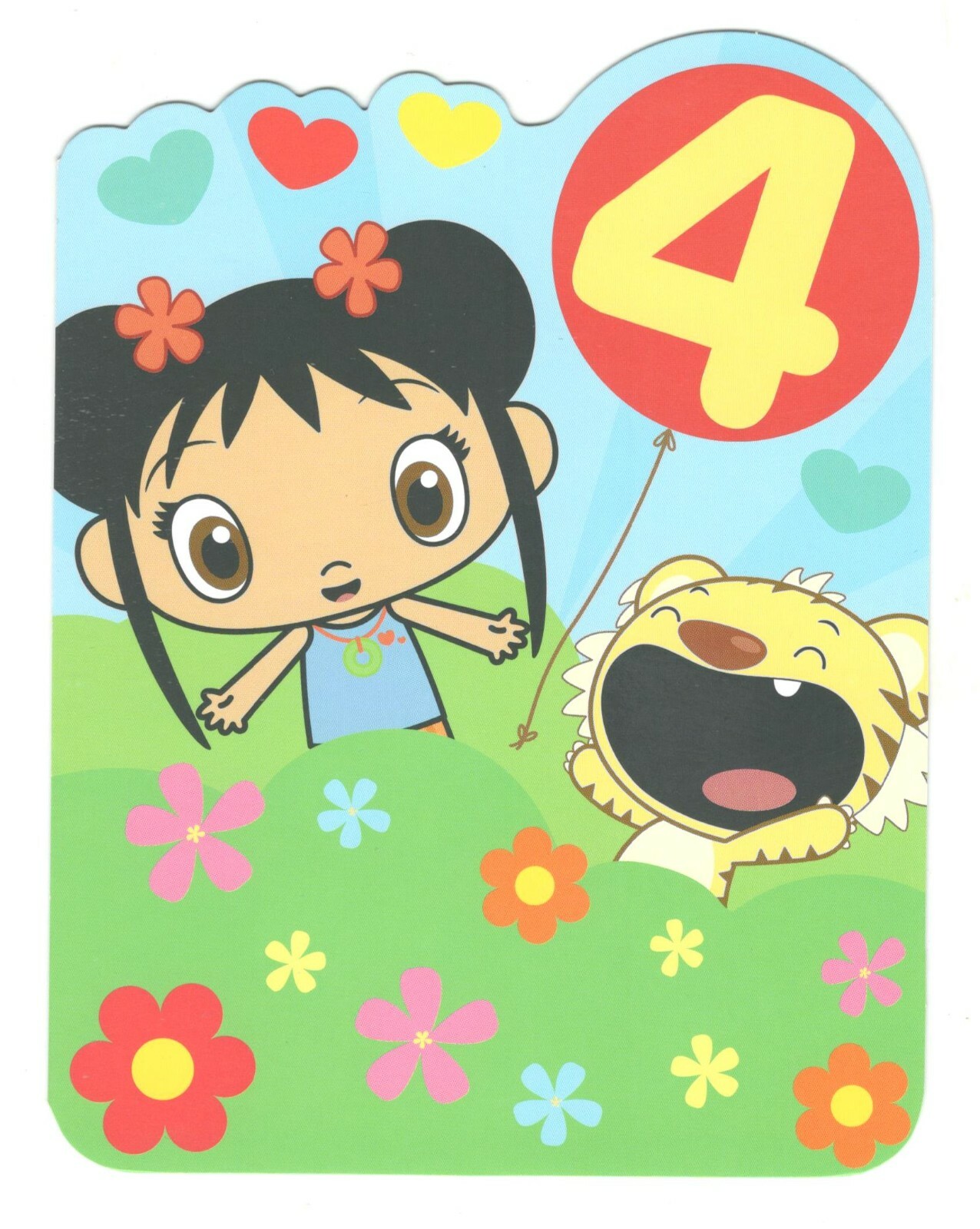 NICKELODEON NIHAO KAI-LAN 4th BIRTHDAY Greeting Card w/ Envelope Kid Squad MG69