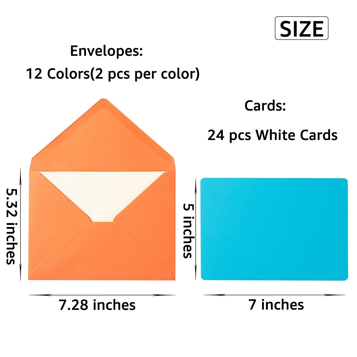A7 Colorful Gummed Envelopes and Blank Cards 24 Each 5×7 Multicolor Wedding