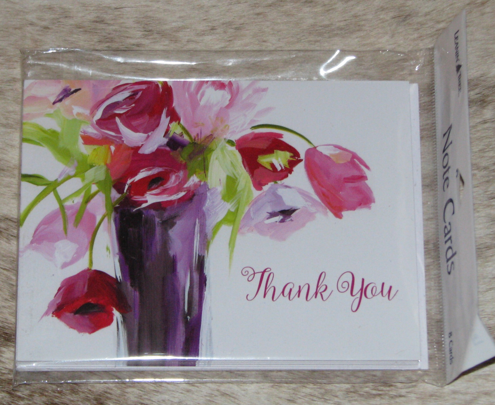 LEANIN TREE Thank You Abstract Floral #35602~8 Notecards~Colorful Blank Inside~