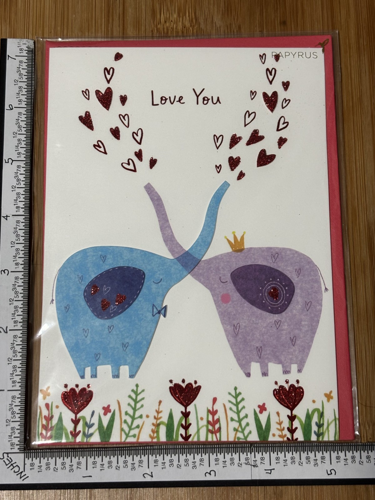 Papyrus Greeting Card Valentine Valentine’s Day 2 Elephants Trunk Love Hearts