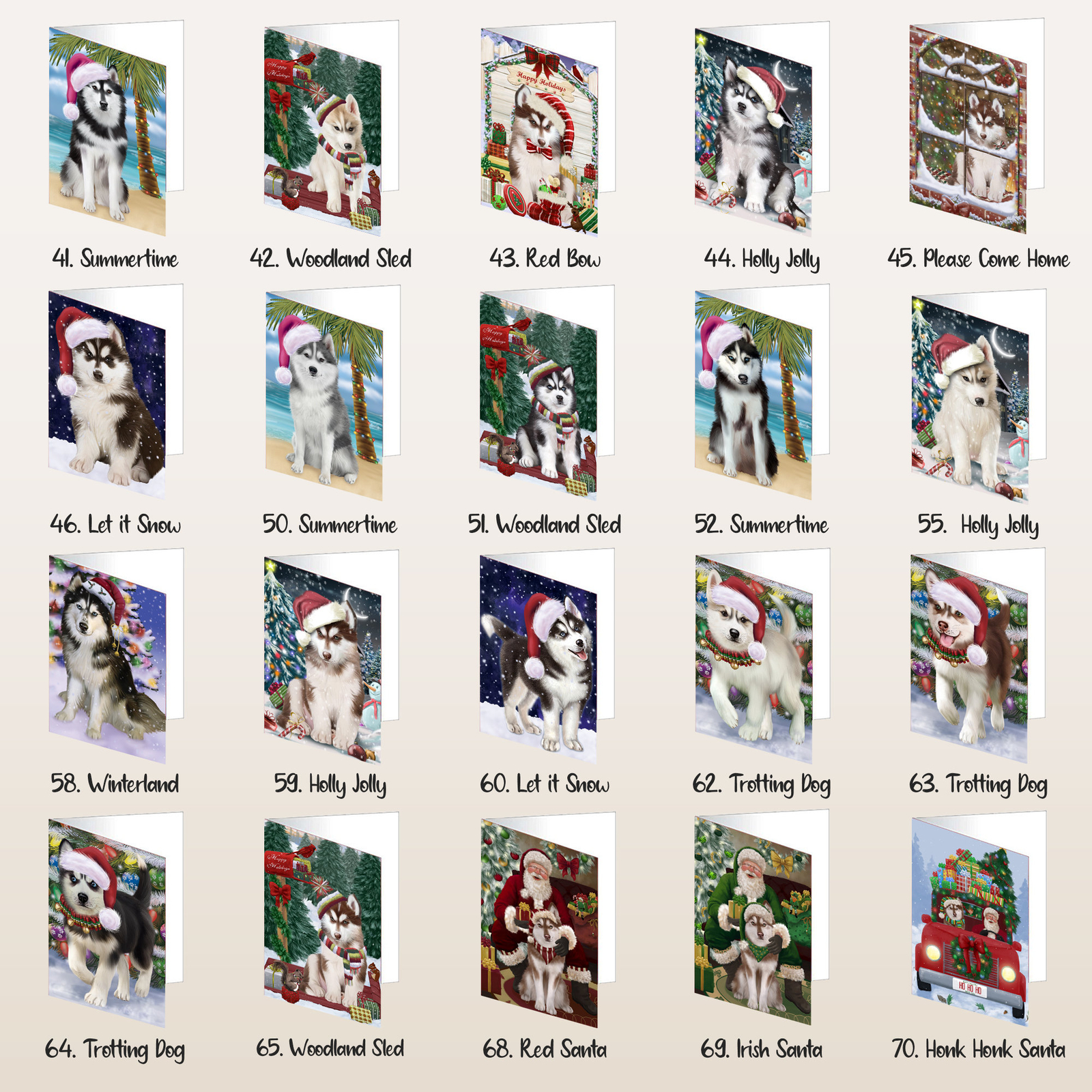 Siberian Husky Dog Greeting Cards and Note Cards with Envelopes Christmas NWT