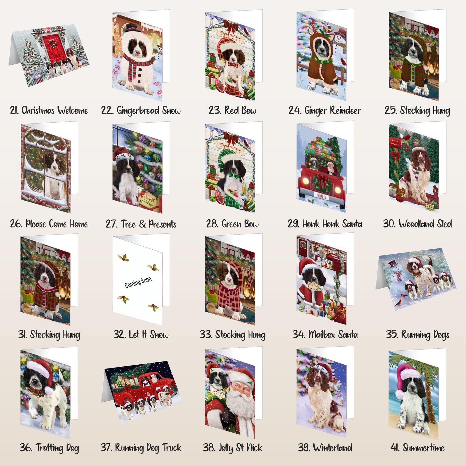 Springer Spaniel Dog Greeting Cards and Note Cards with Envelopes Christmas NWT