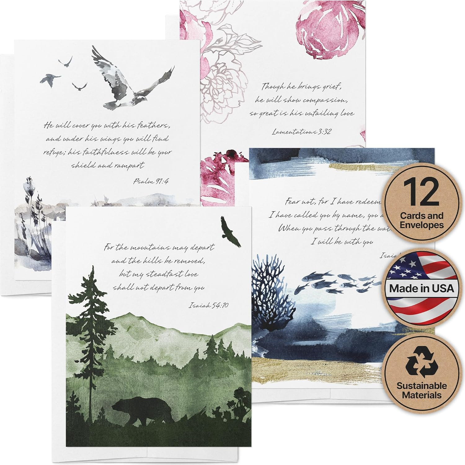 Paper – Assorted Religious Bible Verse Note Cards – Stationery Cards with Env…