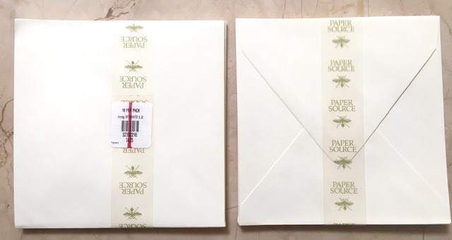 BRAND NEW SET 10 Paper Source Envelopes SOFT WHITE Stationery 5.75″ Square Irreg
