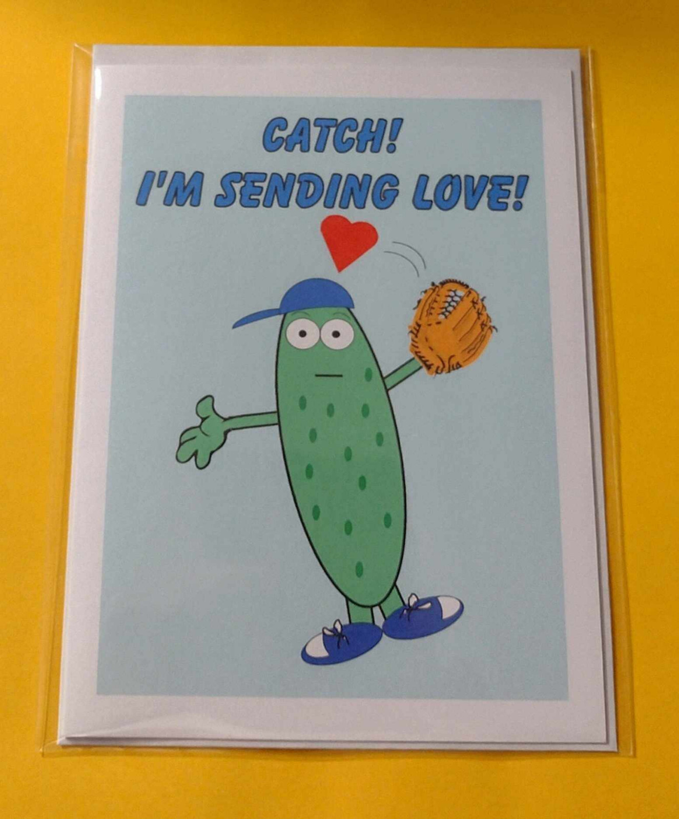 Catch! I’m Sending Love! Greeting Card, 4.25″ x 5.5″, A2 Size, Blank Inside