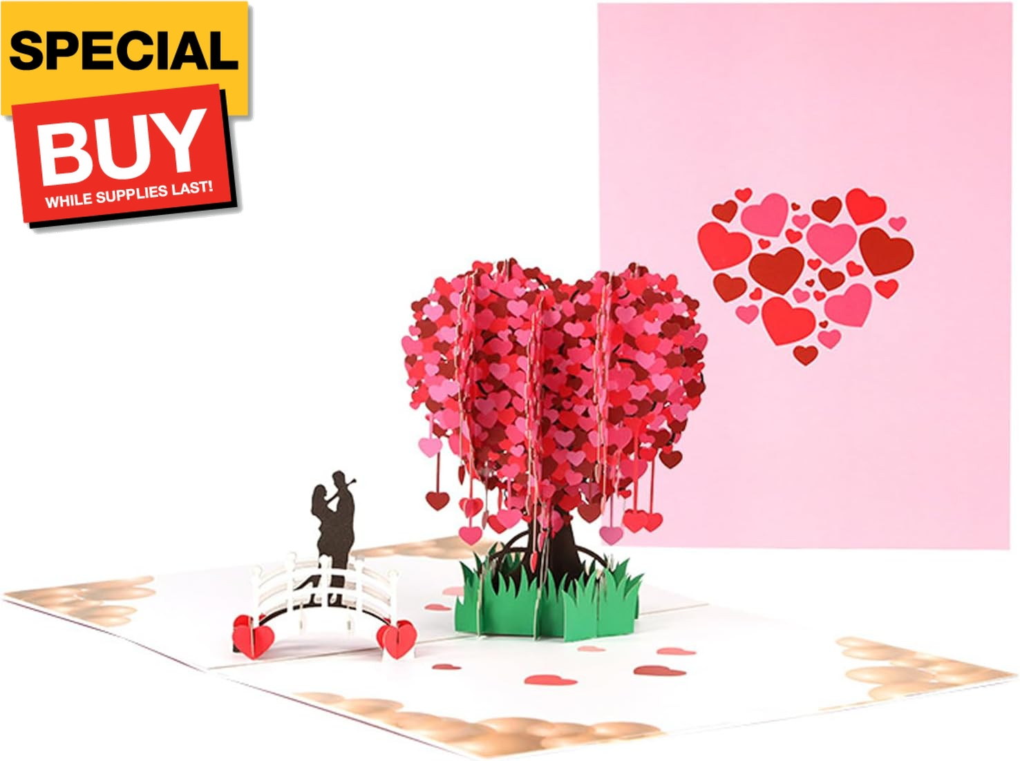 3D Pop up Greeting Card Heart Flower Floral Couple Valentine’S Day Birthday Love
