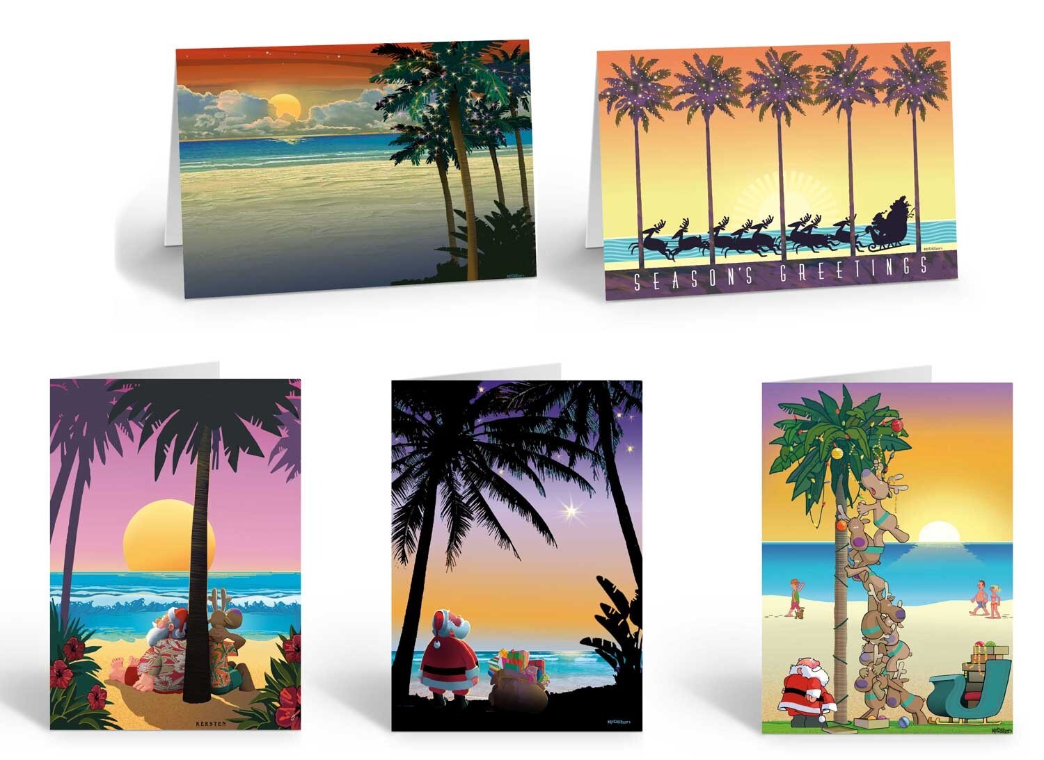 Tropical Christmas Card Variety Pack – 15 Beach Cards & Envelopes – Assorted-86
