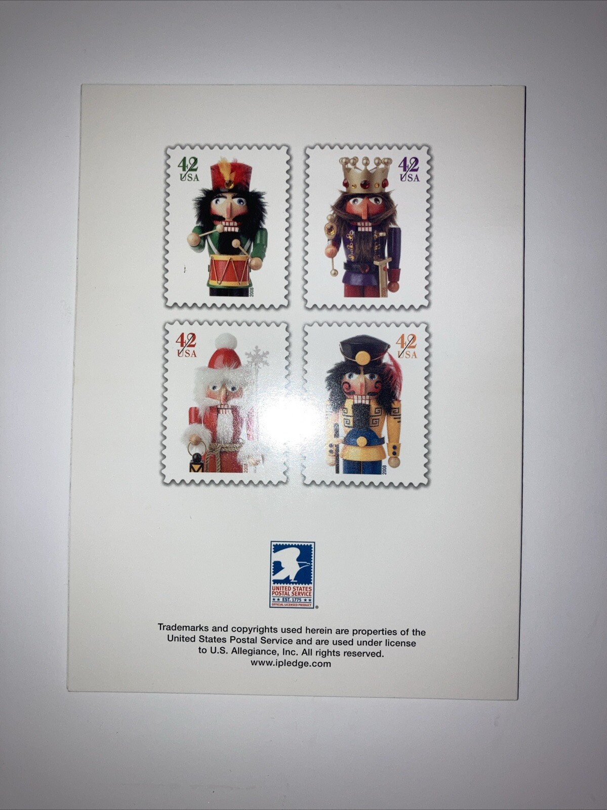NUTCRACKER 42 CENTS EMBOSSED CHRISTMAS USPS OFFICIAL CARDS W/PLAIN ENV. SET 10
