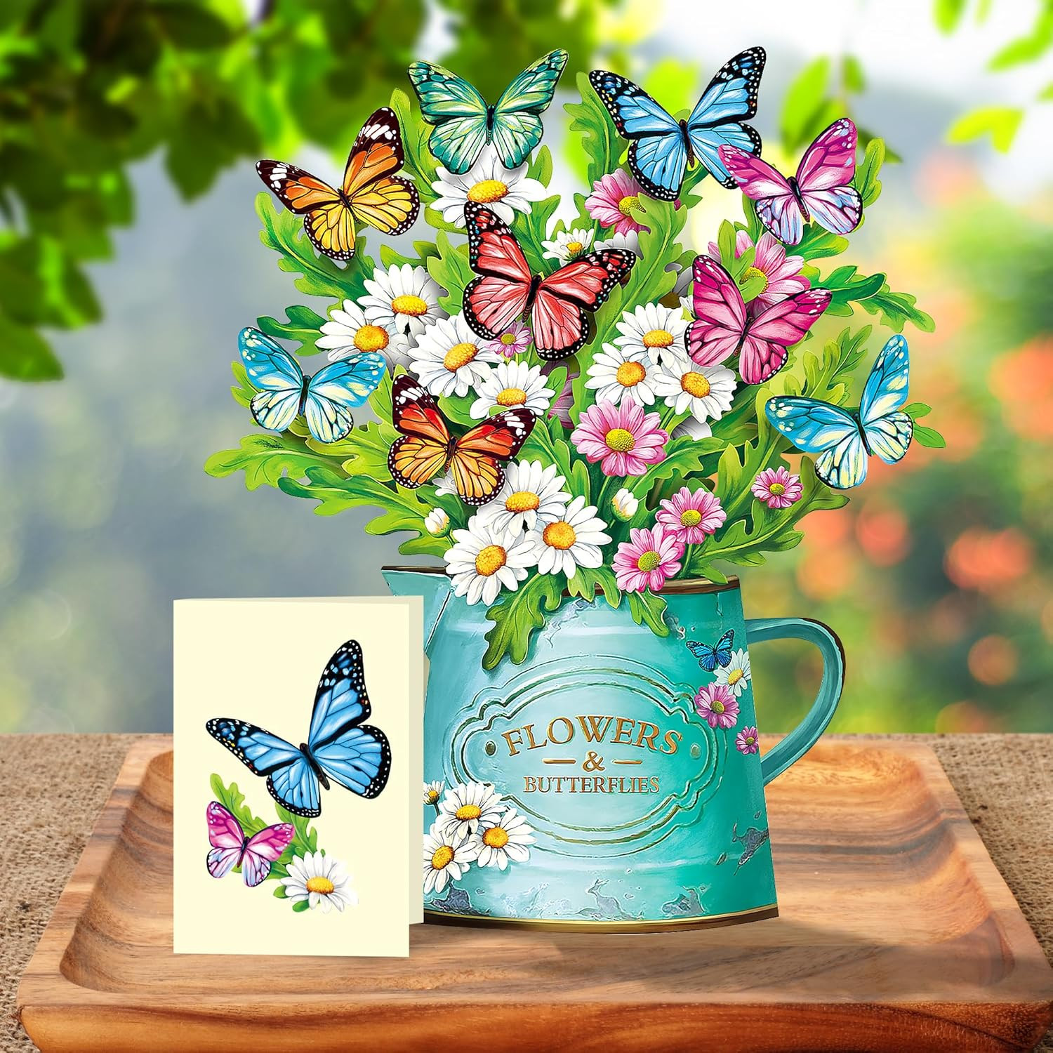 3D Pop Up Paper Flowers Bouquet Card 12’‘ With Note & Envelope Birthday Gifts