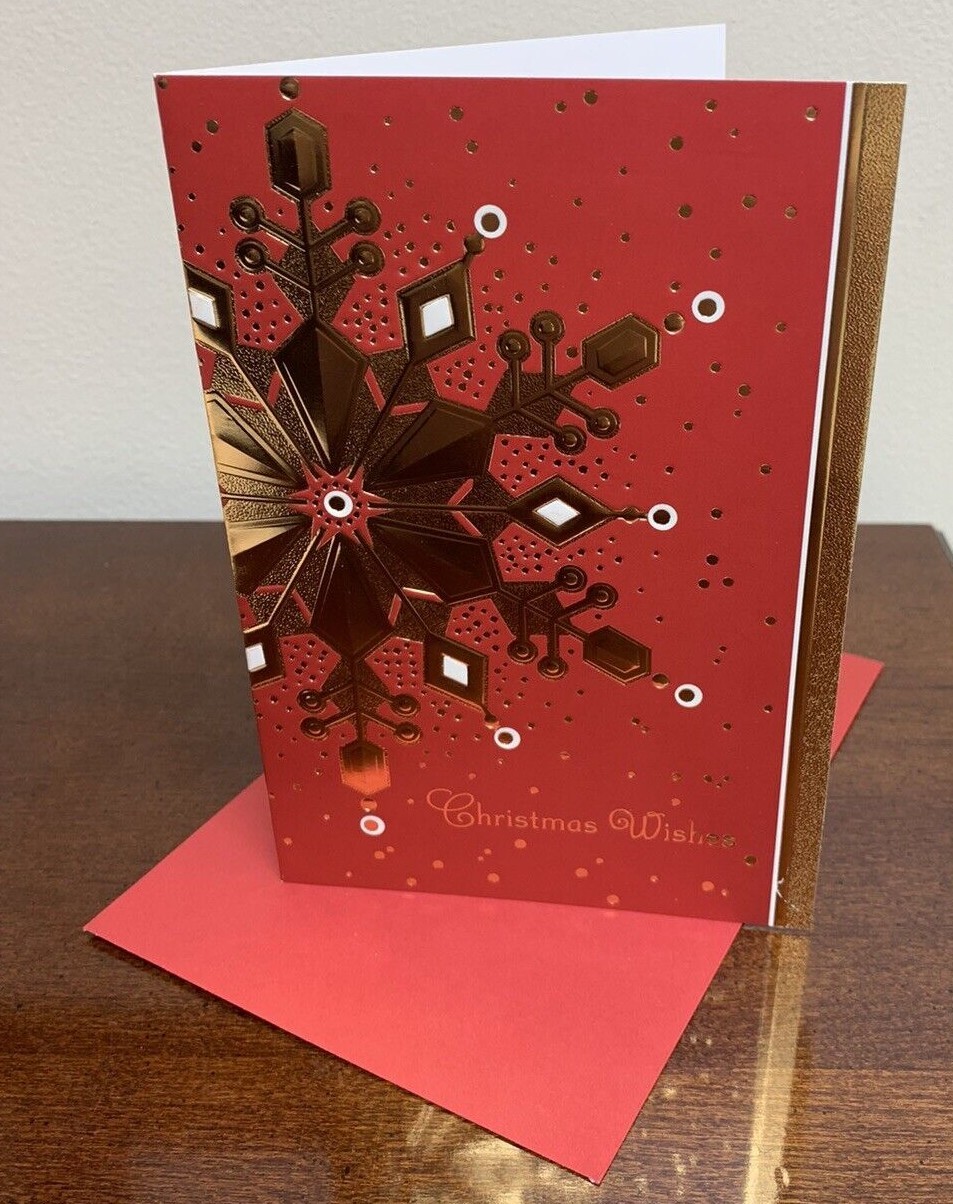 Red & Gold Snowflake Snowflakes Hallmark Christmas Greeting Cards – Set of 15
