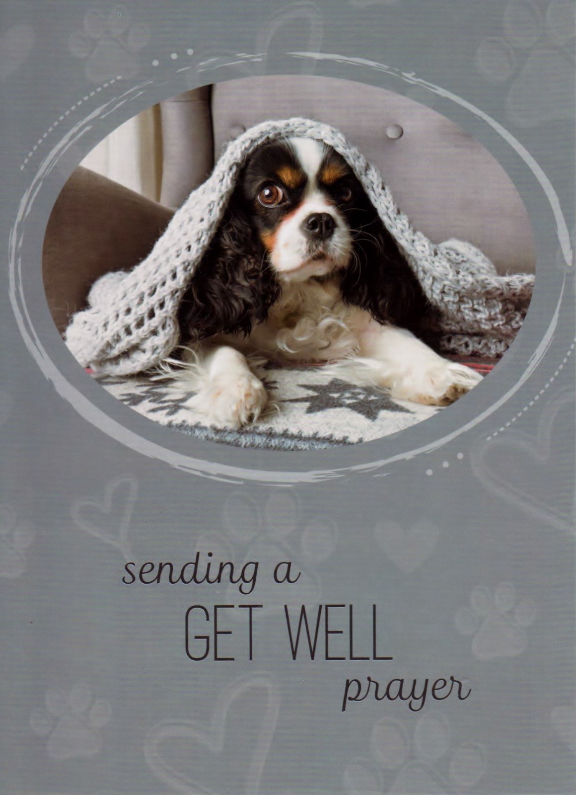 Children Get Well Puppy Love With White Baby Blanket KJV Scripture Greeting Card
