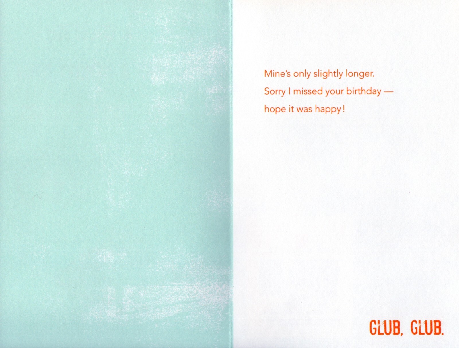 Funny HAPPY BELATED BIRTHDAY Card, Gold Fish, by American Greetings + Envelope