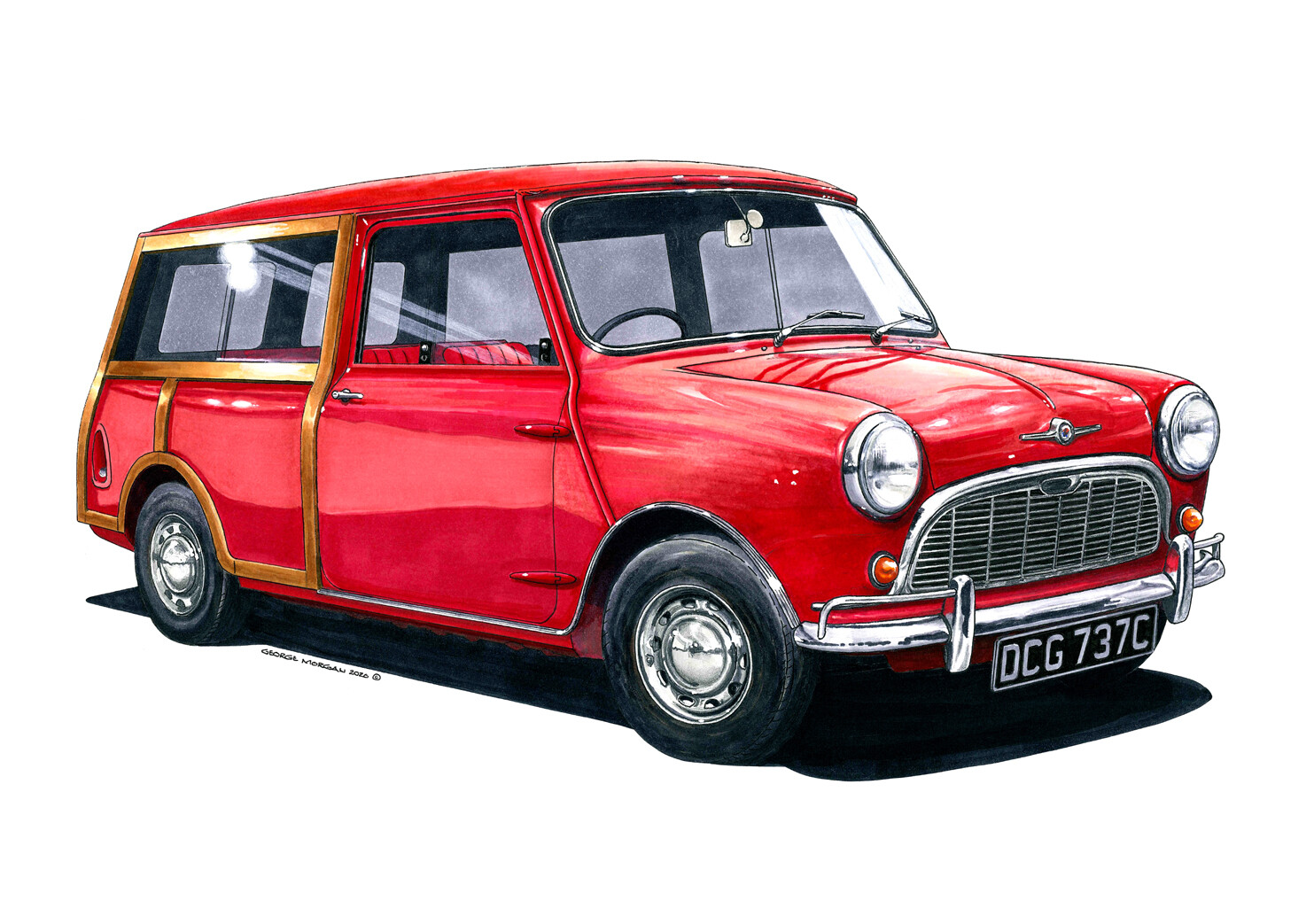Morris Mini Traveller Mk1 Greeting Card A5 size