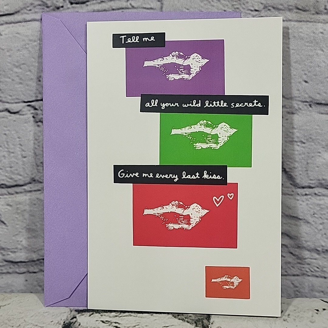 Romantic Greeting Card Tell Me Your Secrets Drunk On You Winking Moon Press