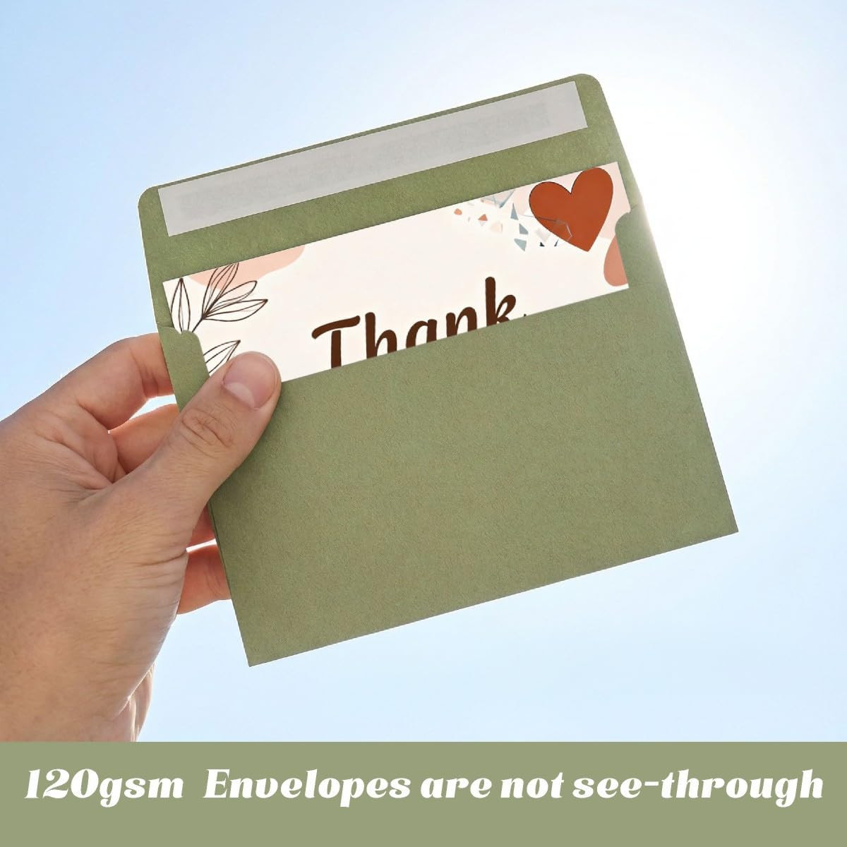 30 Pack A7 Sage Green Blank Cards with Envelopes, 5X7 Folded Cardstock and Match