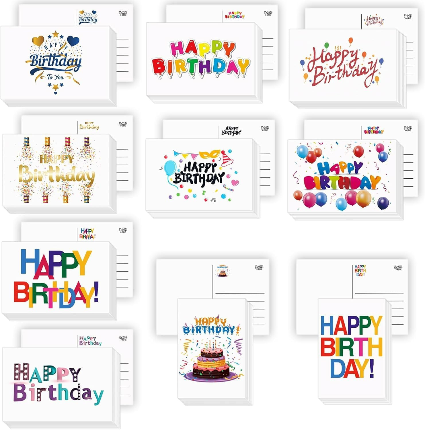 100 Pack Birthday Cards Happy Birthday Cards Assortment Bulk Birthday Greeting C