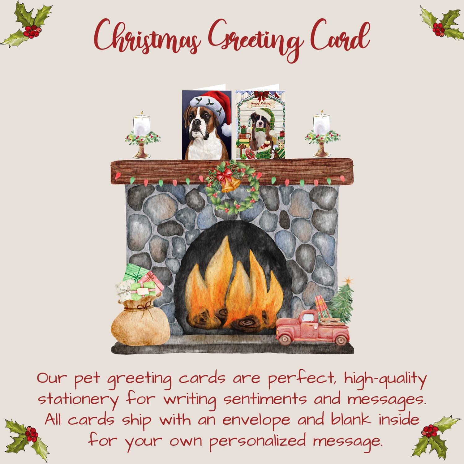 Boxer Dog Greeting Cards and Note Cards with Envelopes Christmas NWT