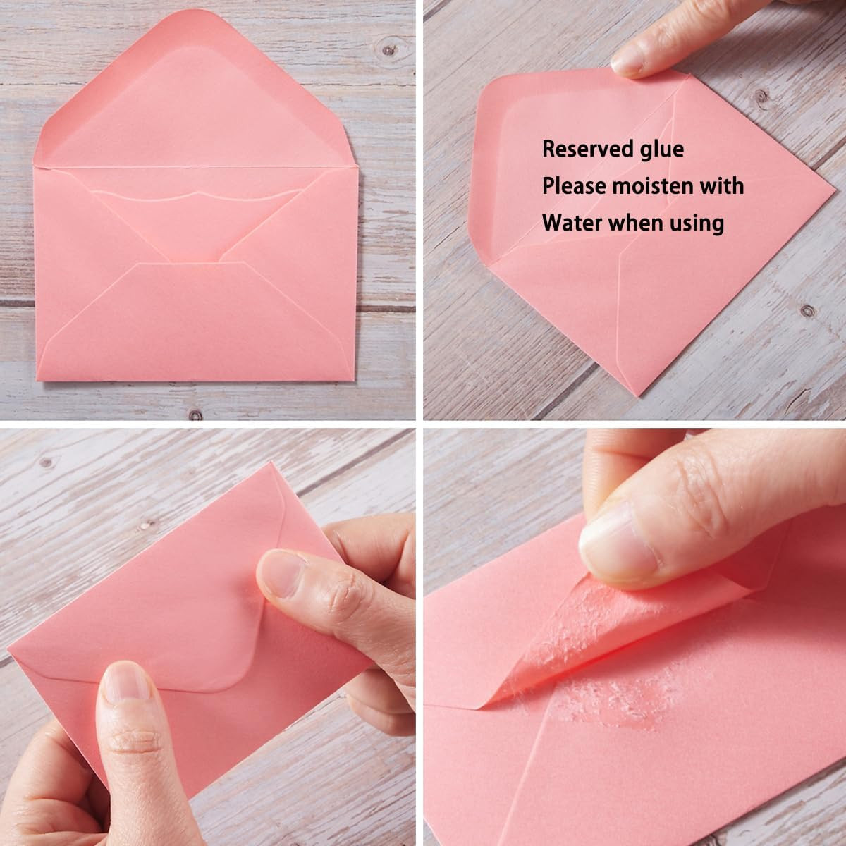 100 Pack Mini Envelopes with Note Cards 5 Colors 4×2.7 Inch for Events