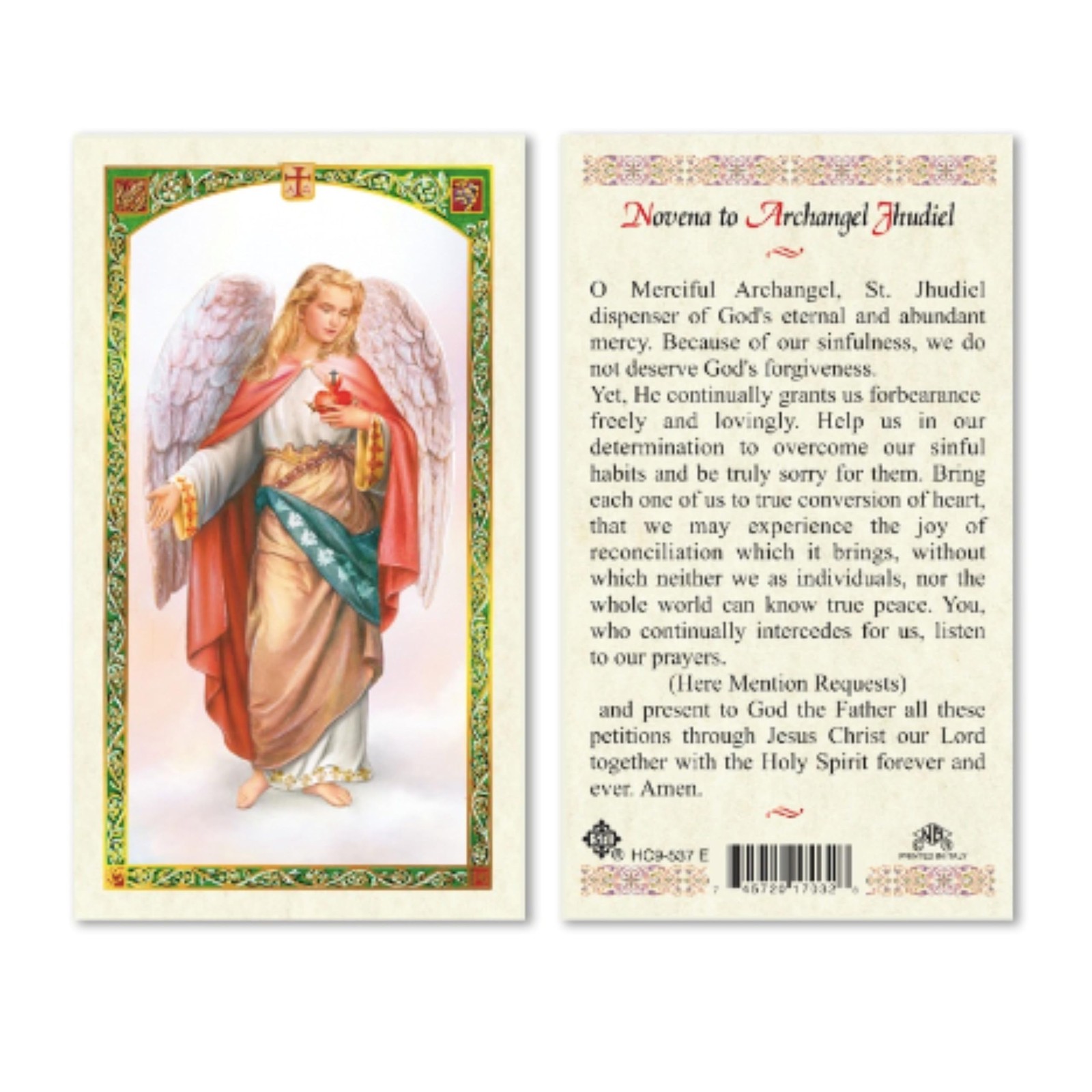 Seven Archangels Laminated Catholic 4.5 inches x 2.75 inches, multi-colored