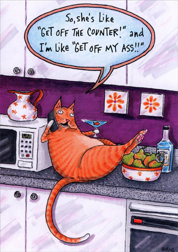 Cat on Counter Funny Birthday Card – Greeting Card by Oatmeal Studios