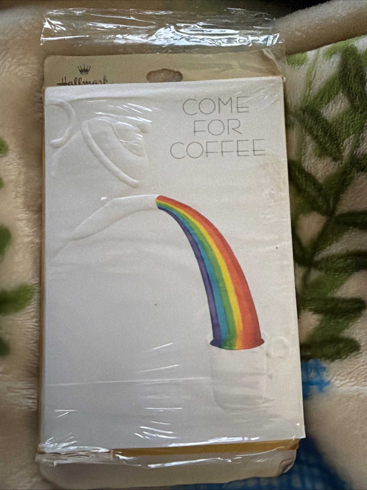 Vintage Hallmark Invitations 8 Pack “Come For Coffee” w Rainbow Open Package