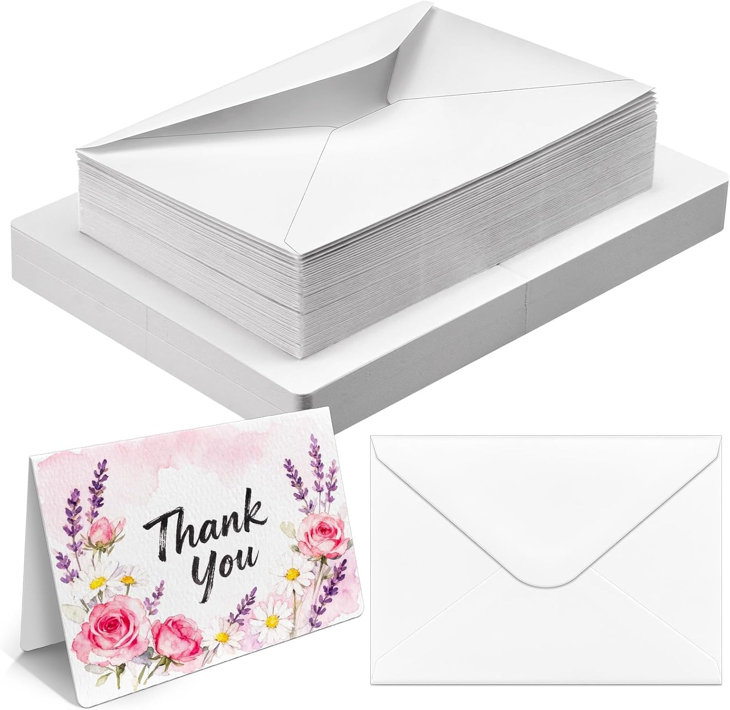 50 Sets Blank Watercolor Cards with Envelopes, 4X6 Inch | 140 Lb/300 GSM, Foldab