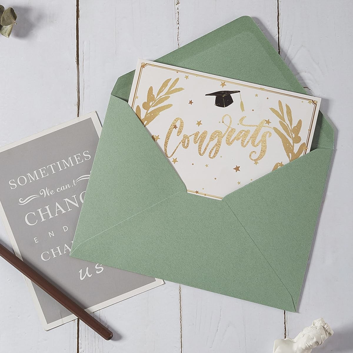 100 PCS Sage Green A7 Envelopes 5.24 x 7.24 Inch for 5×7 Wedding Card Inv