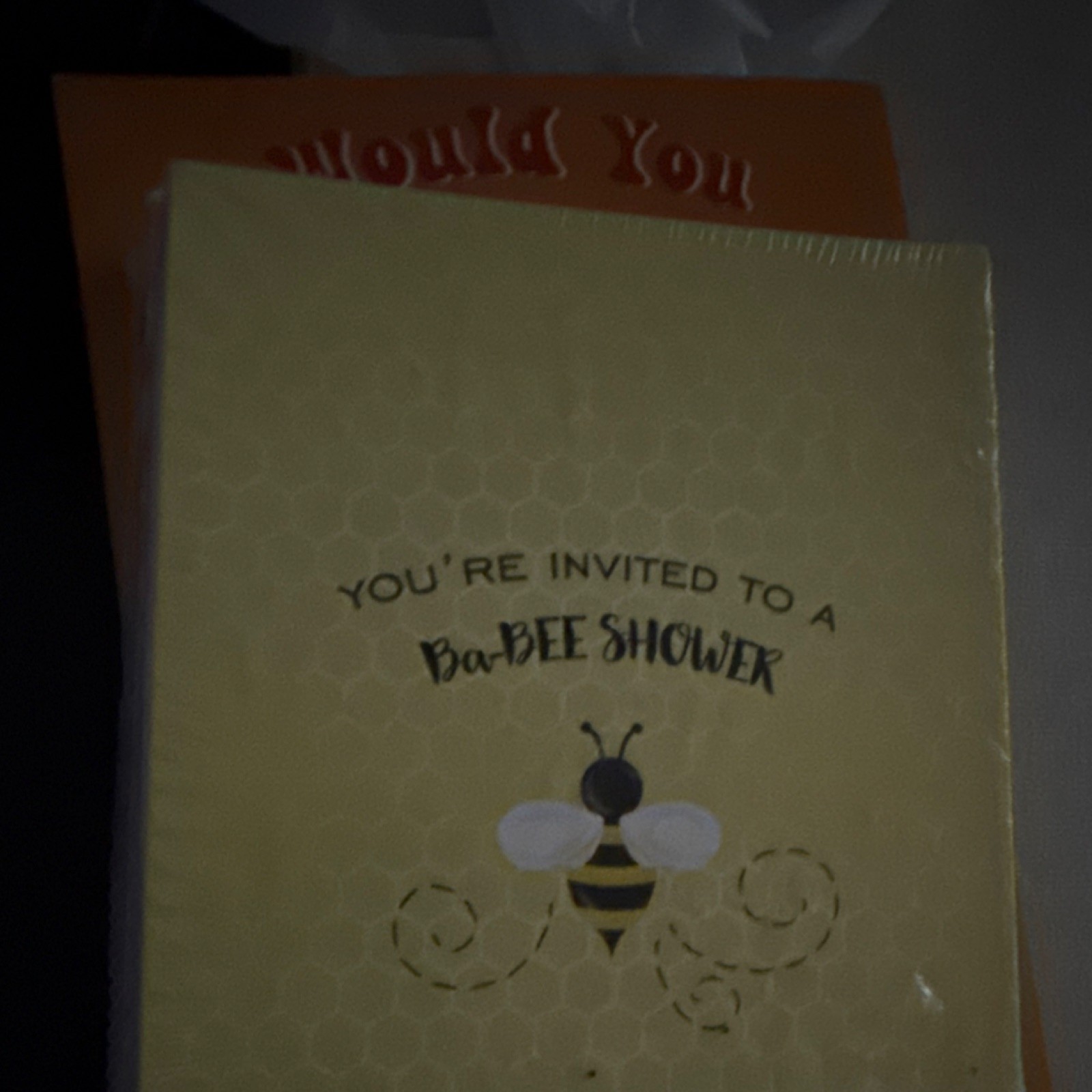 Bee Baby Shower Invitation Card Yellow Honeycomb Pattern Theme Party Invitations